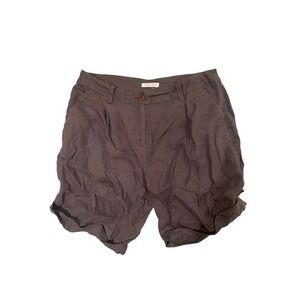 Eileen Fisher Organic Linen Cuffed Shorts Brown Taupe Women Size 12